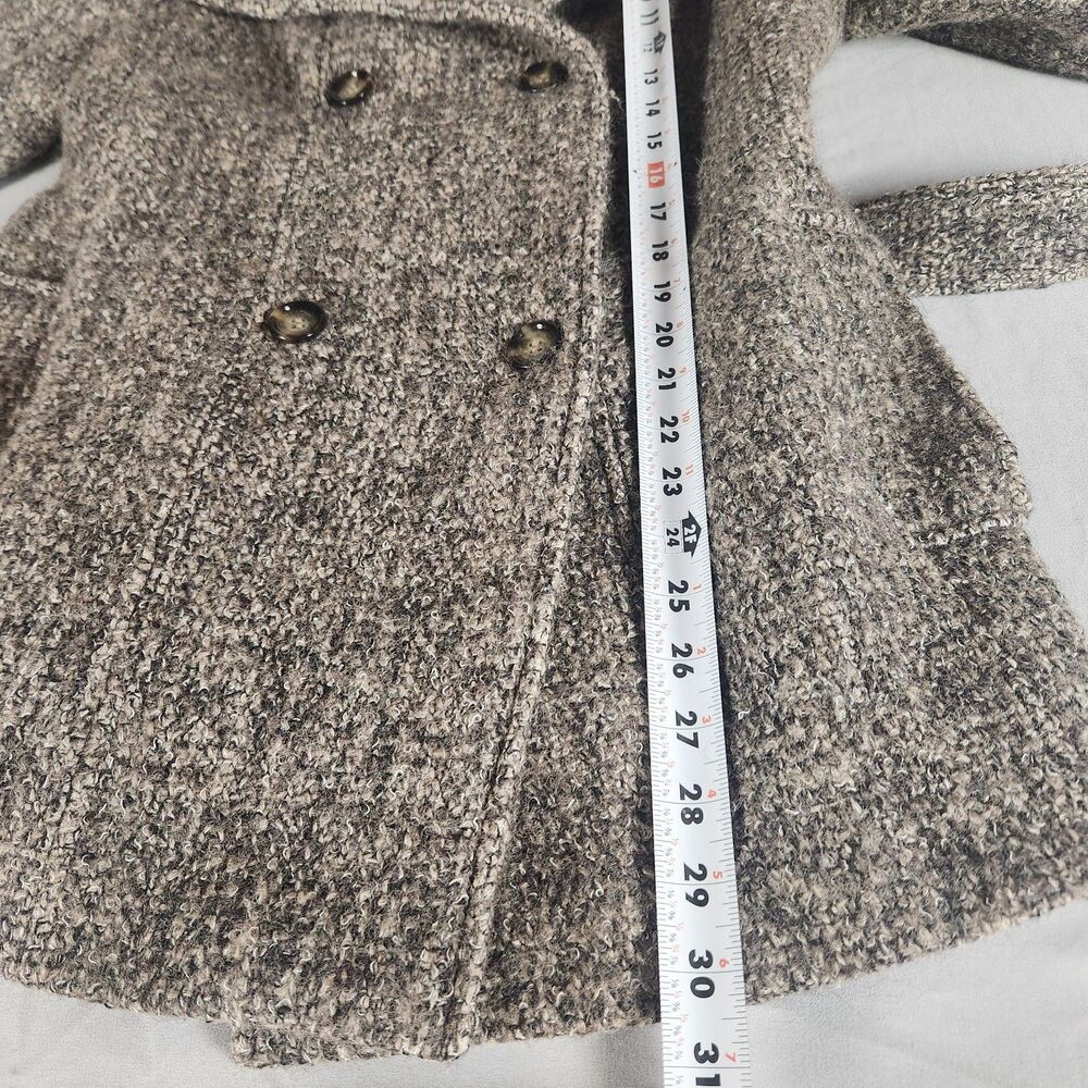 Calvin Klein Wool Blend Peacoat Jacket Womens Size 10 Brown Belted - Picture 8 of 11